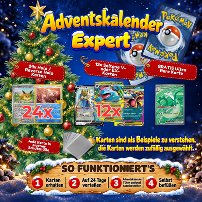 Pokemon Adventskalender Viele Glitzer Karten! + GRATIS EX o. V ! Pikachu Glurak Mübaland