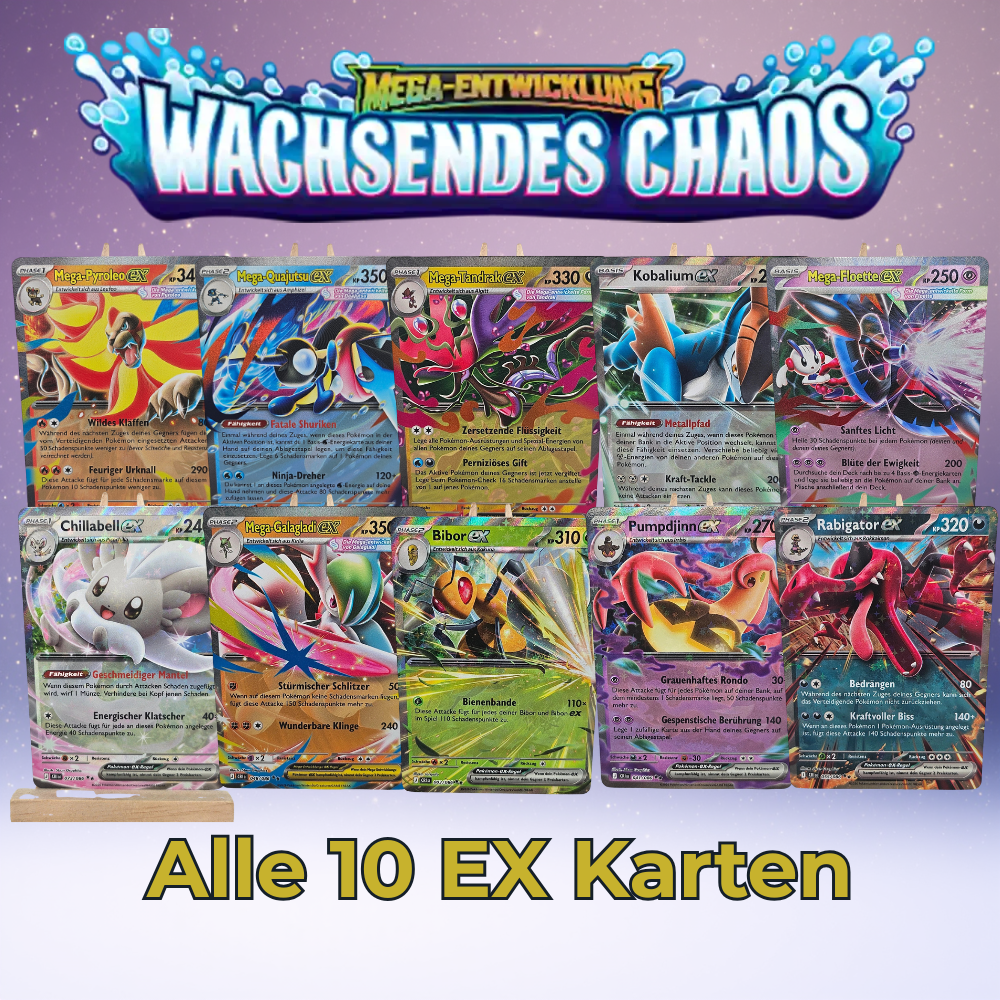 Alle 10 Double Rare Karten aus Wachsendes Chaos: Pyroleo Quajutsu Tandrak Kobalium Floette hillabell Galagladi Bibor Pumpdjin Rabigator